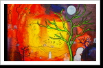 "Harambee 17", 50x70, Gouache und Tusche auf Leinwand "Harambee 17", 50x70, Gouache und Tusche auf Leinwand